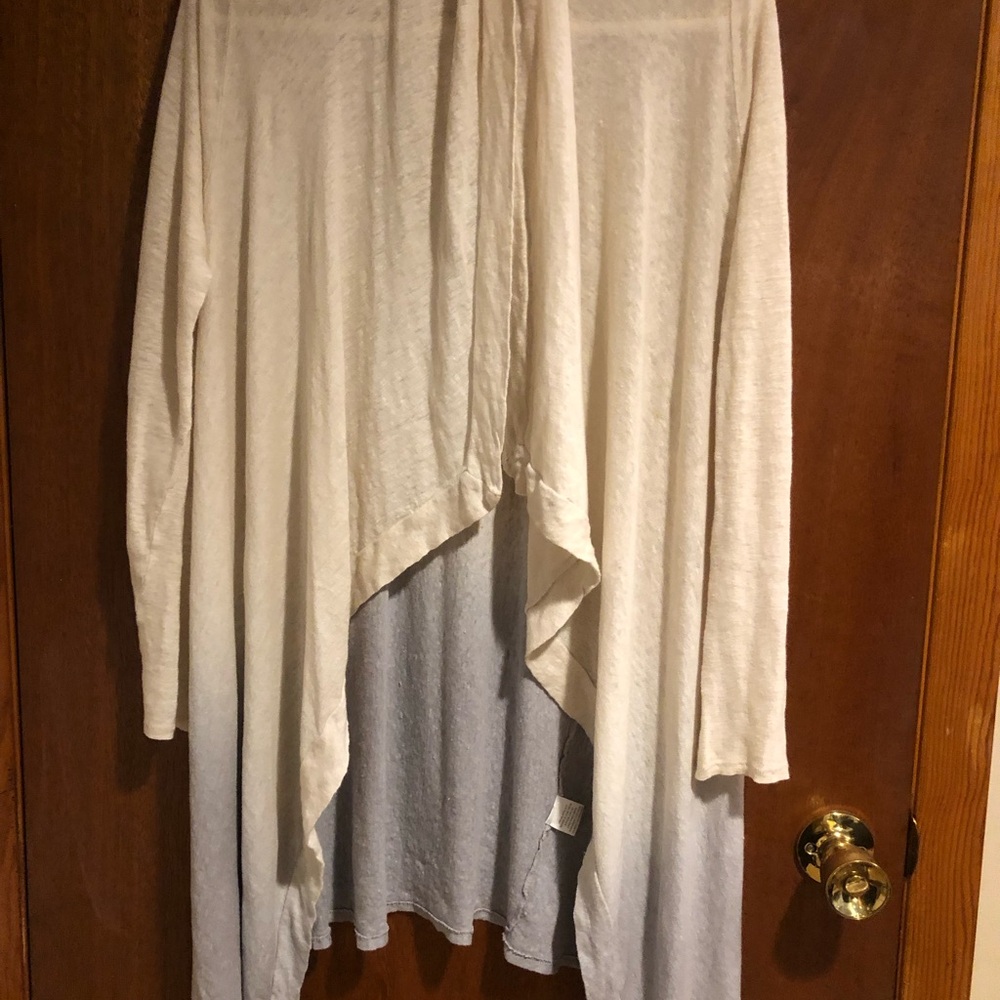 bobi Cream Open-Front Draped Cardigan